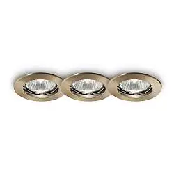 3 Faretti Da Incasso Moderno Jazz Metallo Ottone Brunito 1 Luce Gu10 Confezione da 3