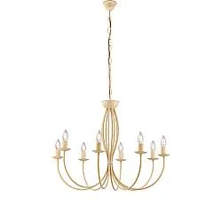 Lampadario Rustico Botte 8 Luci In Ferro Battuto Decapè Avorio