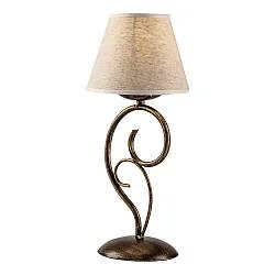 Lumetto 1 Luce Vienna Ferro Marrone E Oro Con Paralume In Pvc