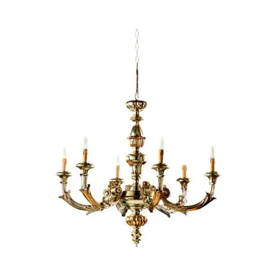 Lampadario In Legno Classico Argento Mecca 6 Luci Rondone | LuceArt