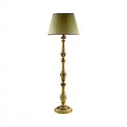 Lampada Da Terra In Legno Classico Giallo Crema Sbiancato Con Paralume Rondone