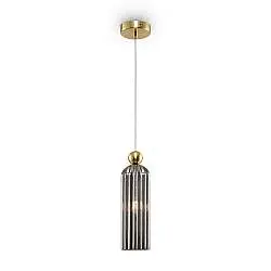Sospensione Contemporanea Antic Metallo Oro 1 Luci Diffusore In Vetro Grigio