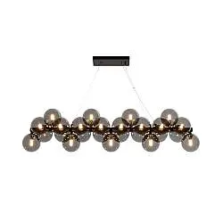 Lampadario Contemporaneo Dallas Metallo Nero 25 Luci Diffusori Vetro  Nero Specchiato