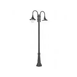 Palo Da Esterno H230Cm Lampara Alluminio E Termoplastica Nero 2 Luci E27